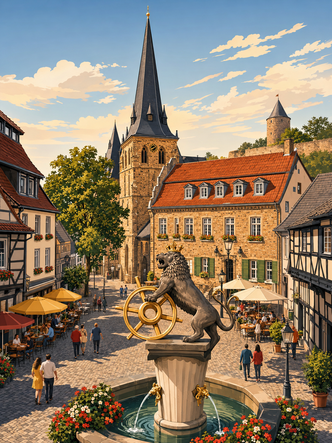 Marktplatz Ratingen-Innenstadt mit historischer Stadtkirche – Energieberatung A+ Pilot
